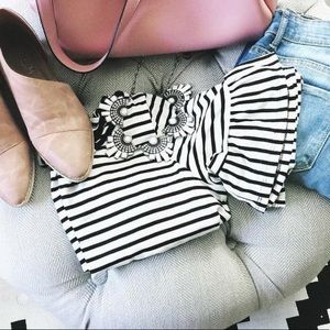 Ruby Claire Striped Flutter Sleeve Top